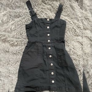 H&M black denim overall dress
